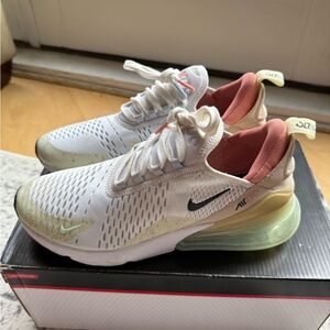 Nike Air Max 270 White with Coral and Mint Accents